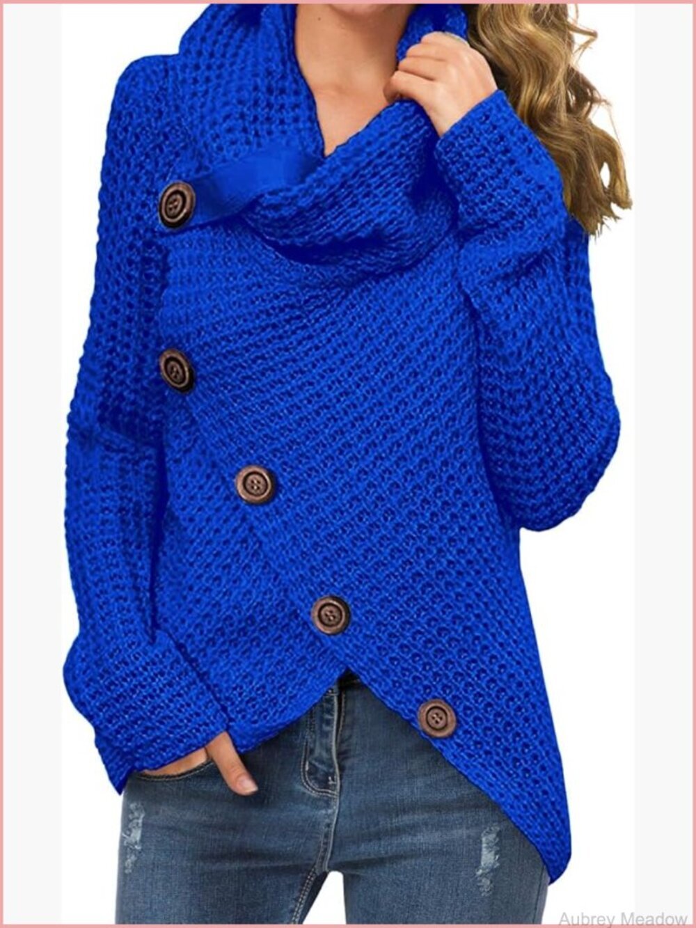Women's Turtleneck Chunky Asymmetric Hem Loose Knit Pullover Sweater
